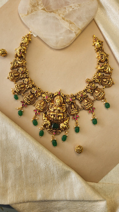 Nava Lakshmi Nagas Necklace with semiprecious drops