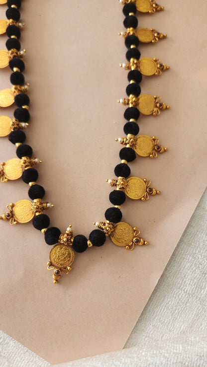 Black Bead Laxmi kasu Nagas Necklace