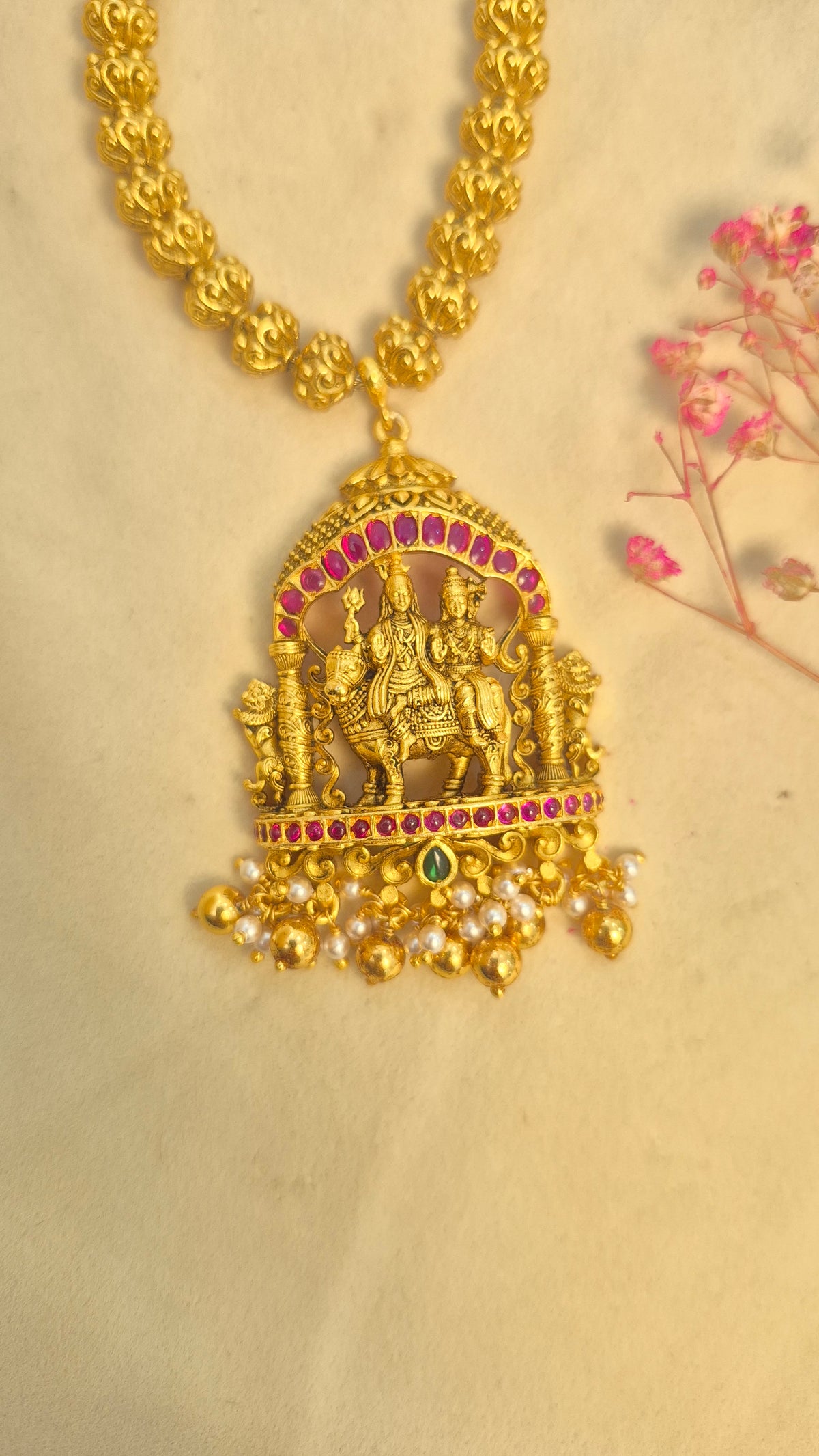 3D Ball chain ShivParvati pendant with earrings