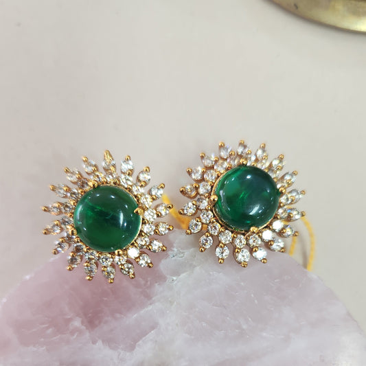 Green stone studs