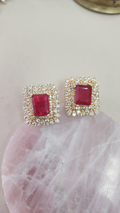 Red stone Studs