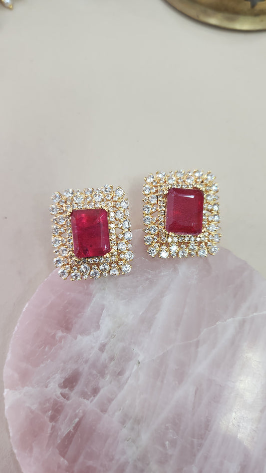 Red stone Studs