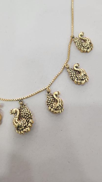 Peacock motifs Chain and charms pendant Necklace