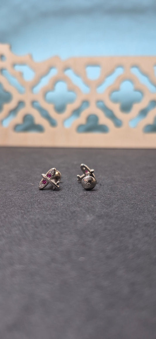 Pink stone airplane stud