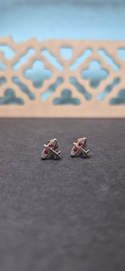 Pink stone airplane stud