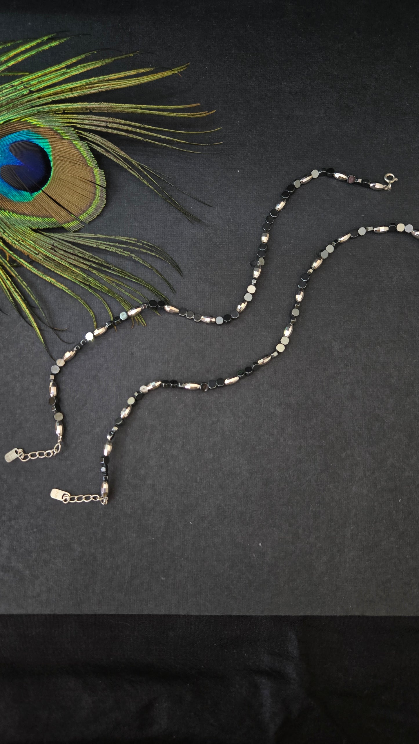 Black magnetite semi precious stone anklets
