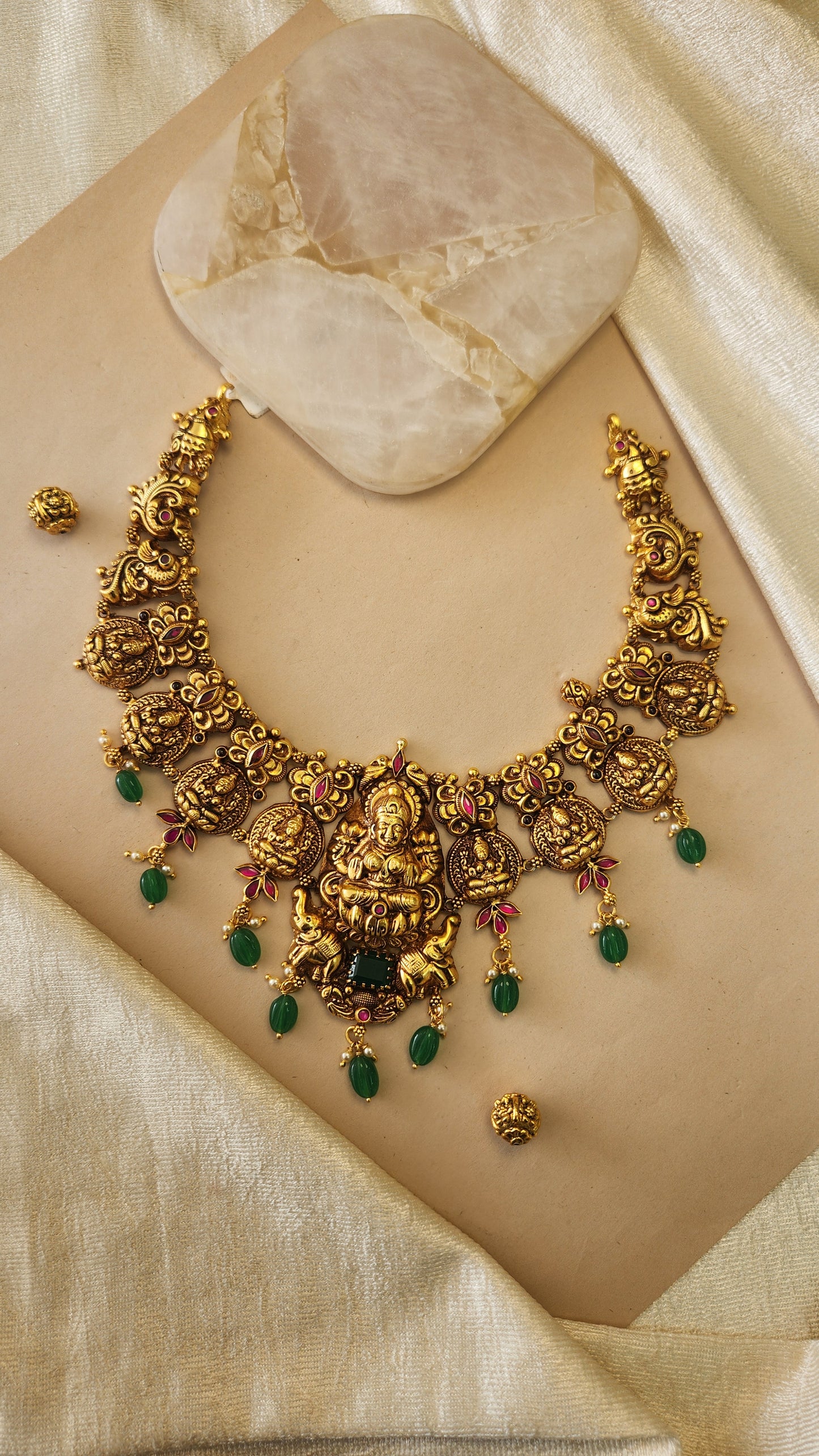 Nava Lakshmi Nagas Necklace with semiprecious drops