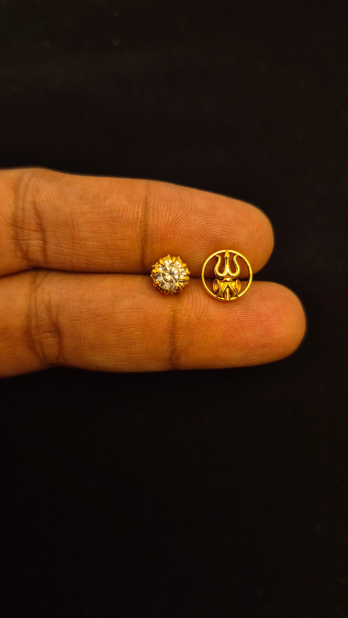 2 in 1  Stone and Trishool stud