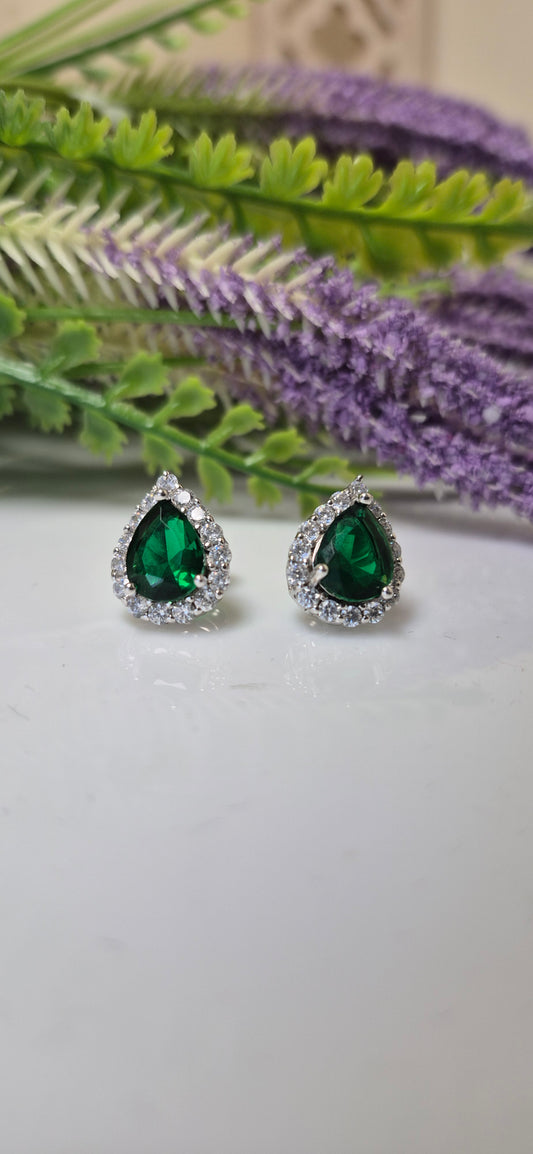 Green tear drop stud