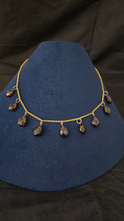 Garnet charms silver chain
