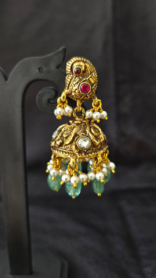 Deep nakas Jhumka with Kundan and polki studded