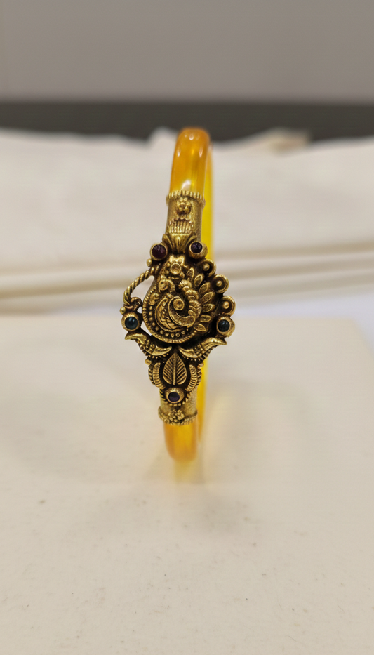 Yellow Bangle with Nagas mogappu