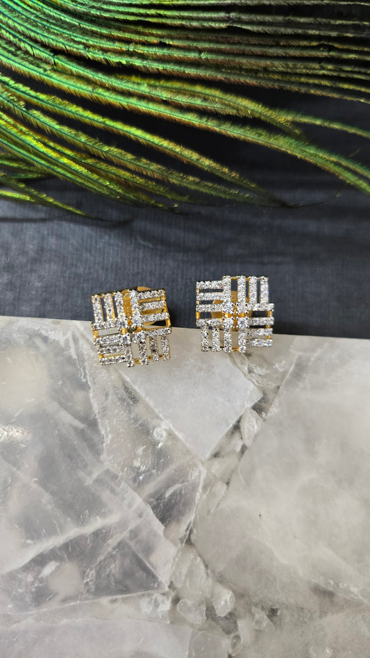 Zircon square shaped stud
