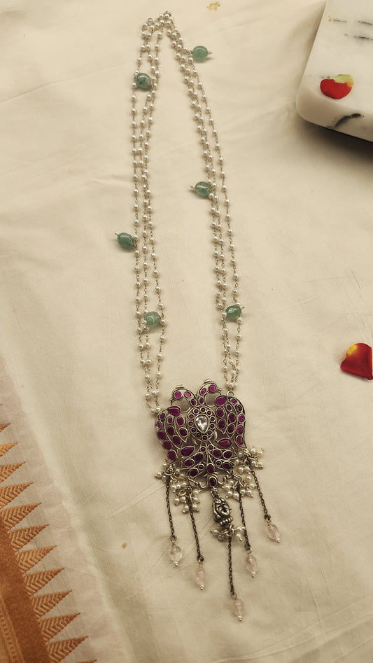 Silver Boho style with Gandaberunda neck piece