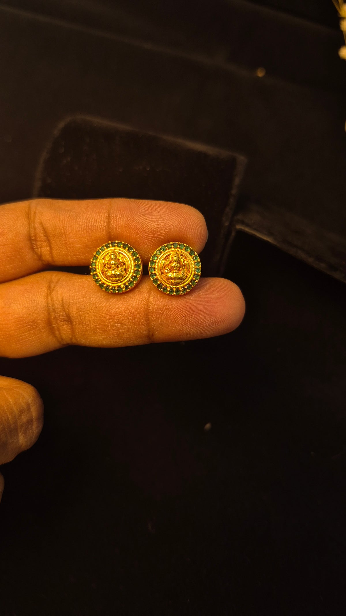 Green Stones lakshmi stud