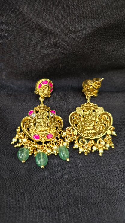 Intricate shiva and Parvathi Nakas earrings