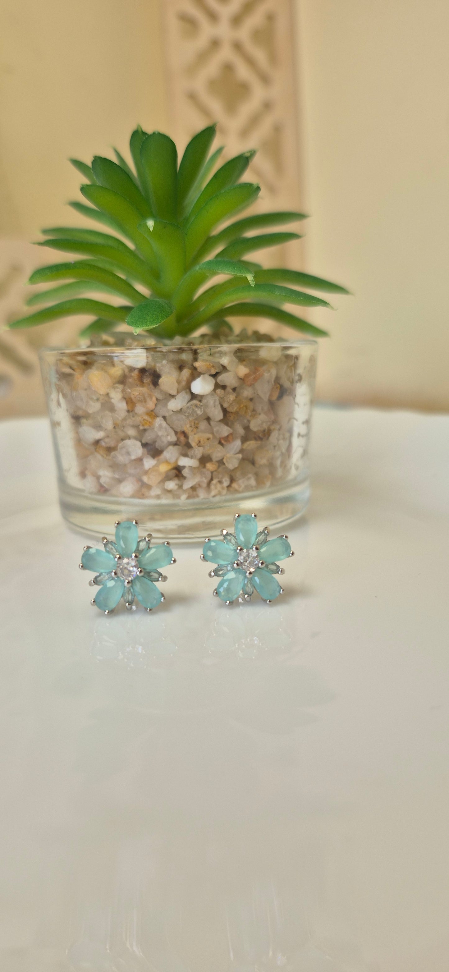 Special stone studs in sky blue