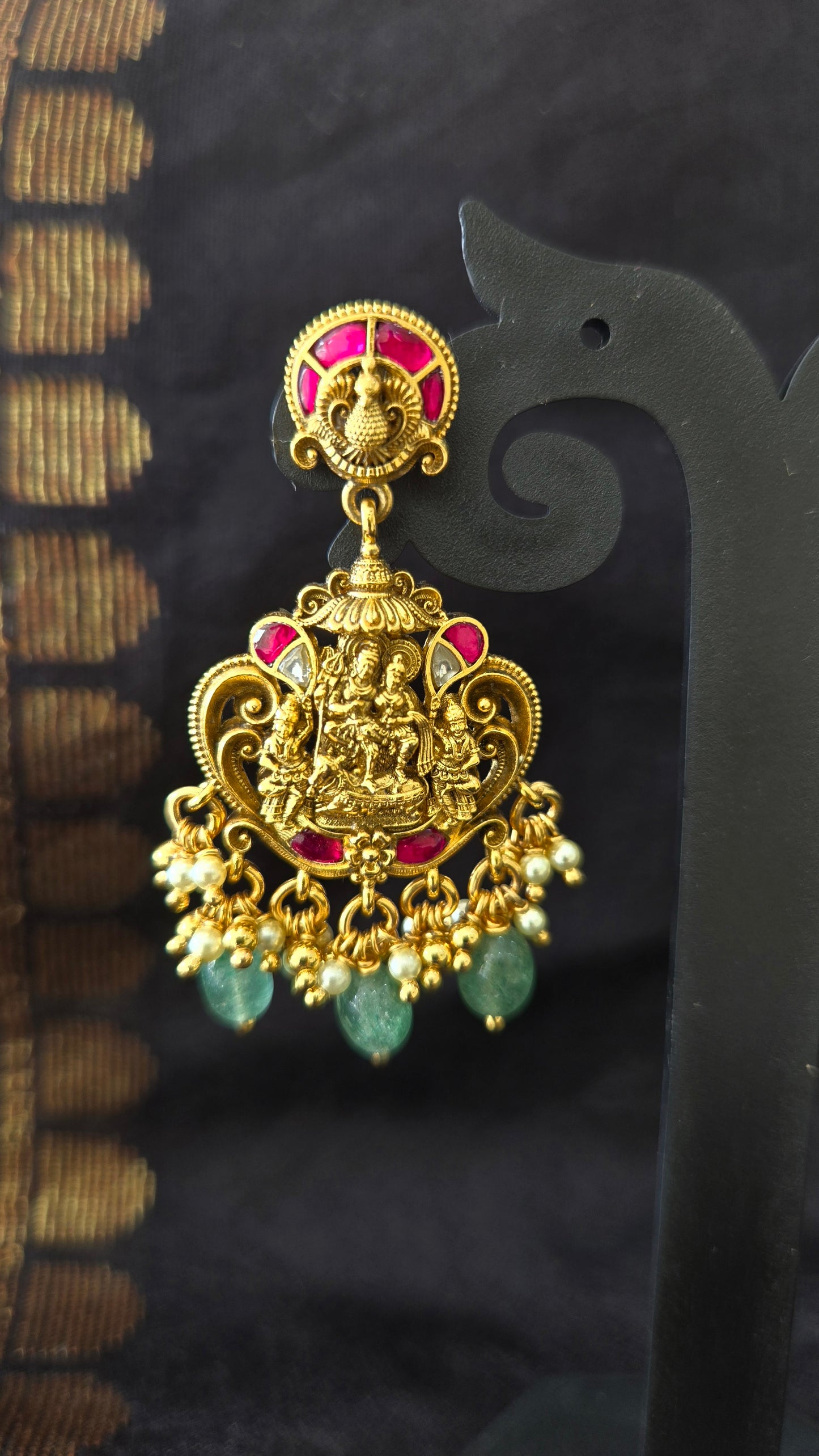 Intricate shiva and Parvathi Nakas earrings