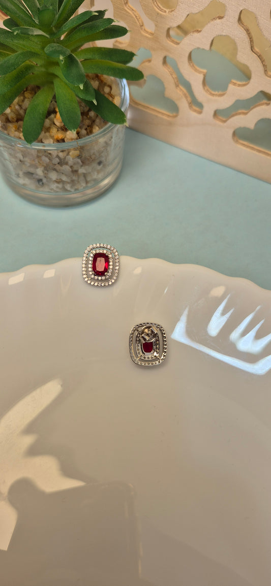 Red stone cz stud