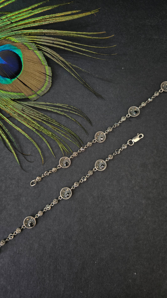 Black marka close setting anklets