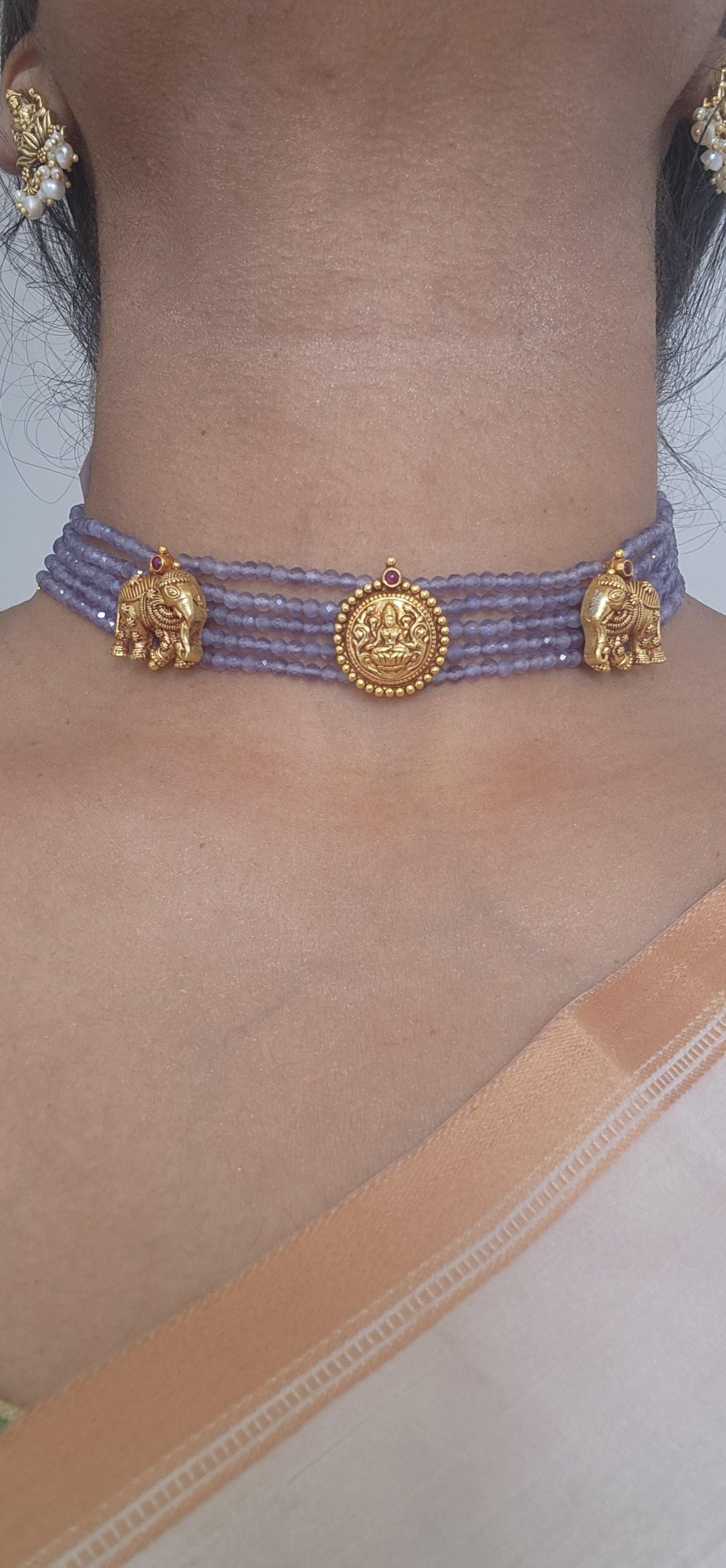 Lavender Beads elephant choker