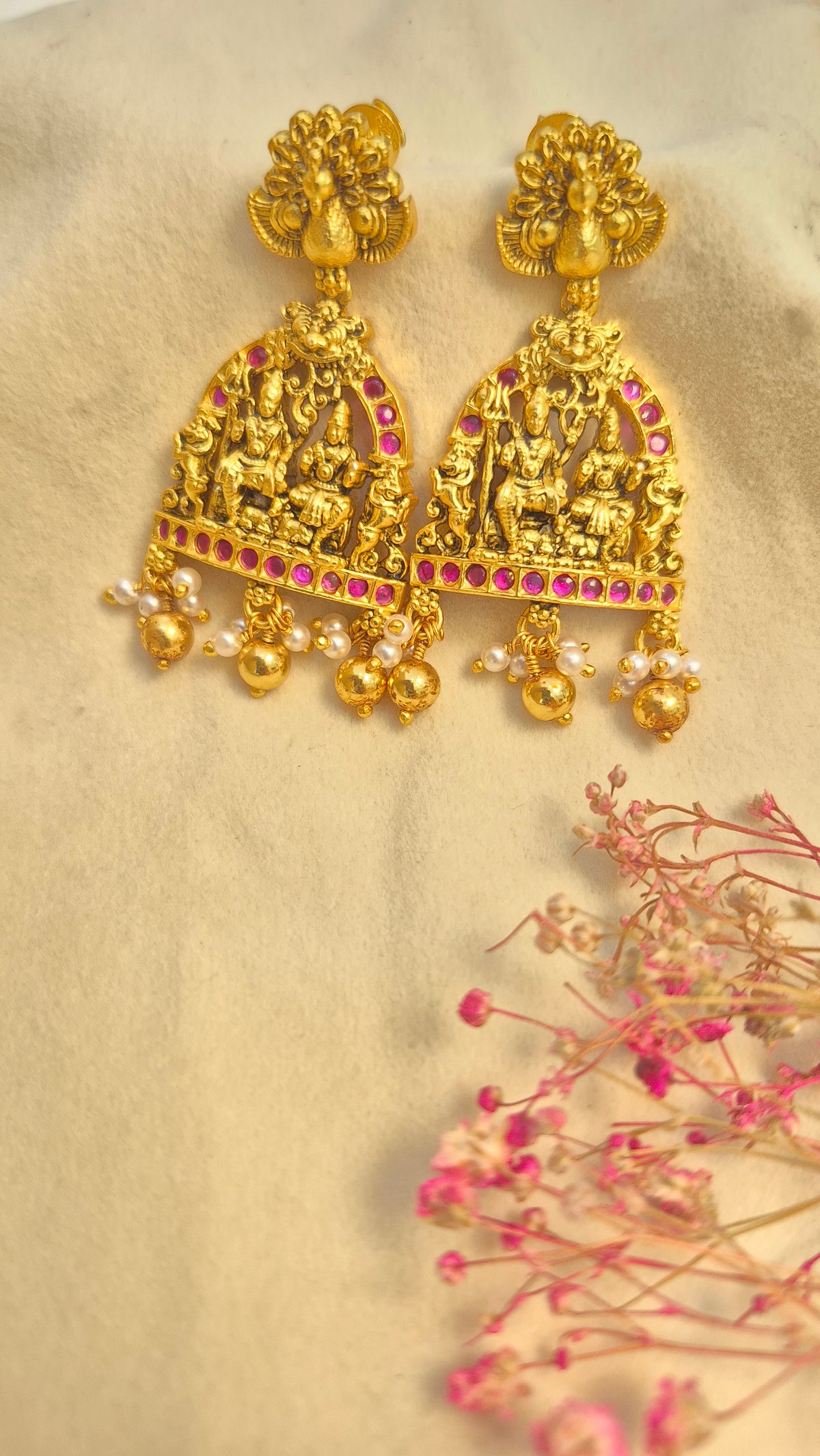 3D Ball chain ShivParvati pendant with earrings