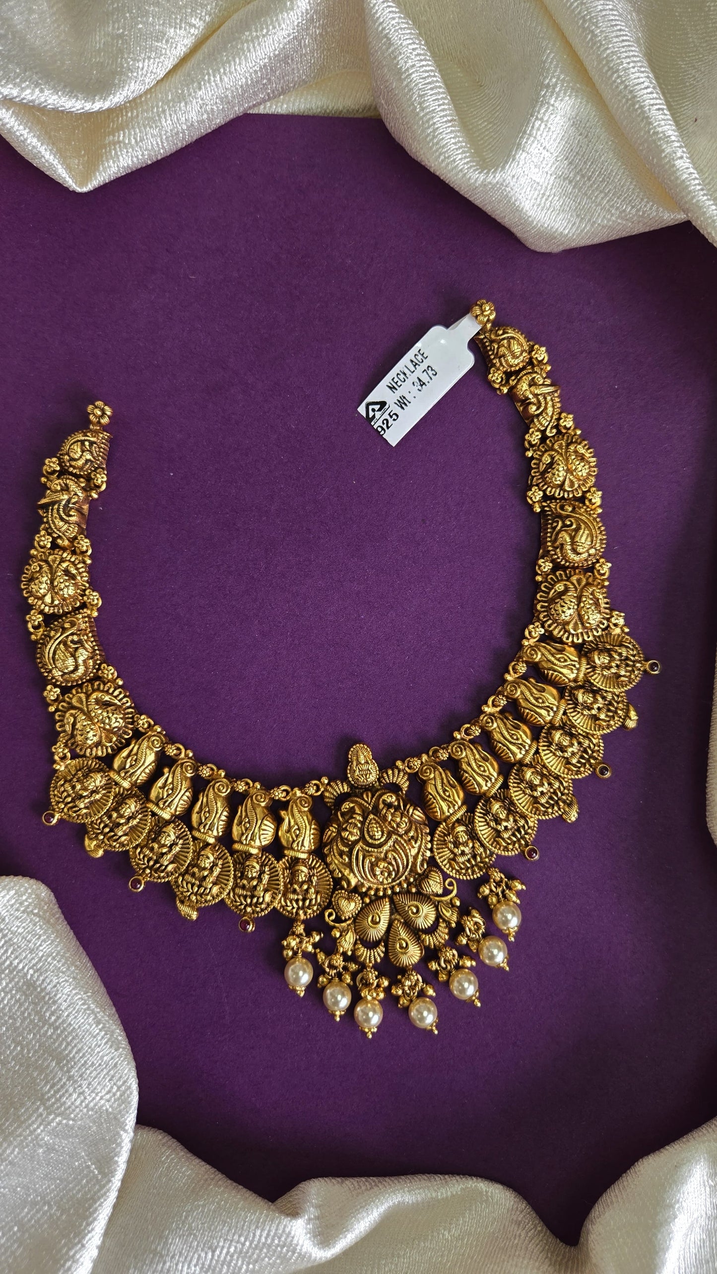 Laxmi and peacock Motif necklace