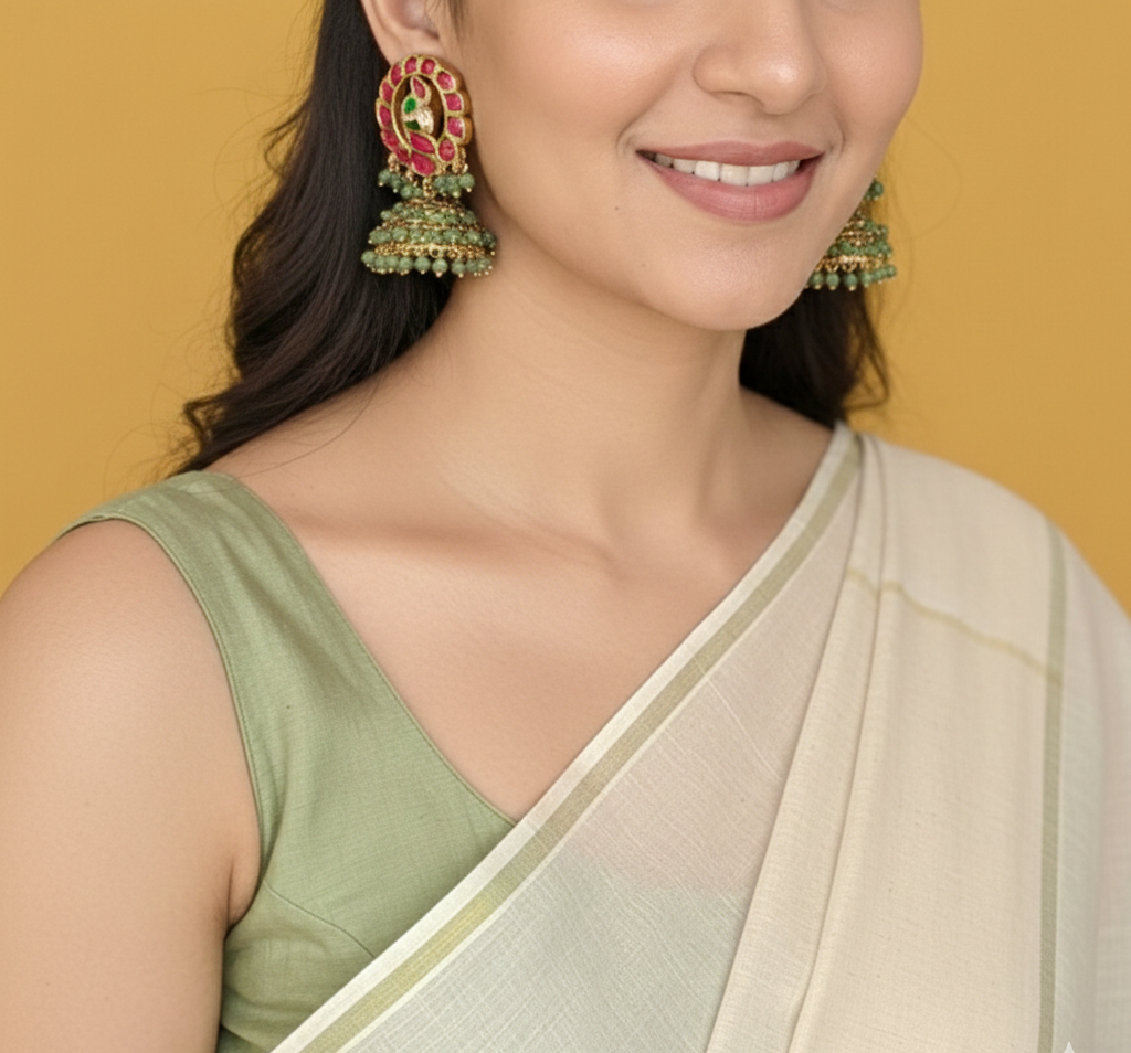 Kundan and beads jhumka contemporary style