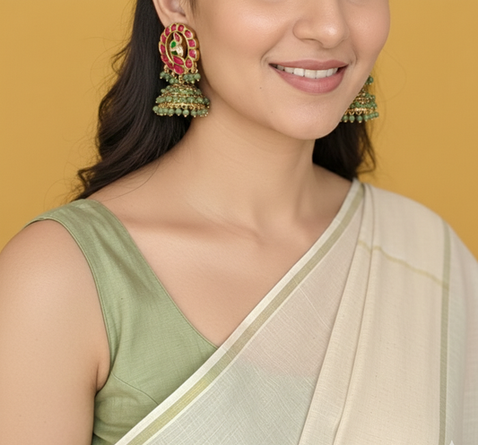 Kundan and beads jhumka contemporary style
