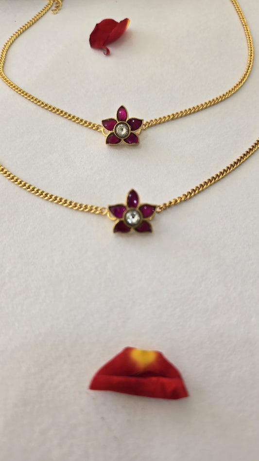 Kundan 925 silver with 24k Gold polish Anklets