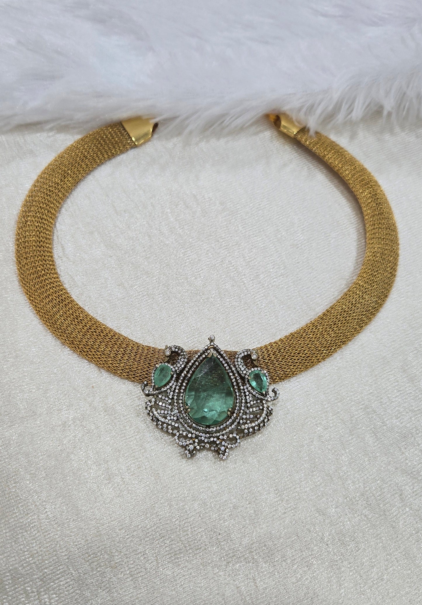 Victorian neckpiece with peacock motifs