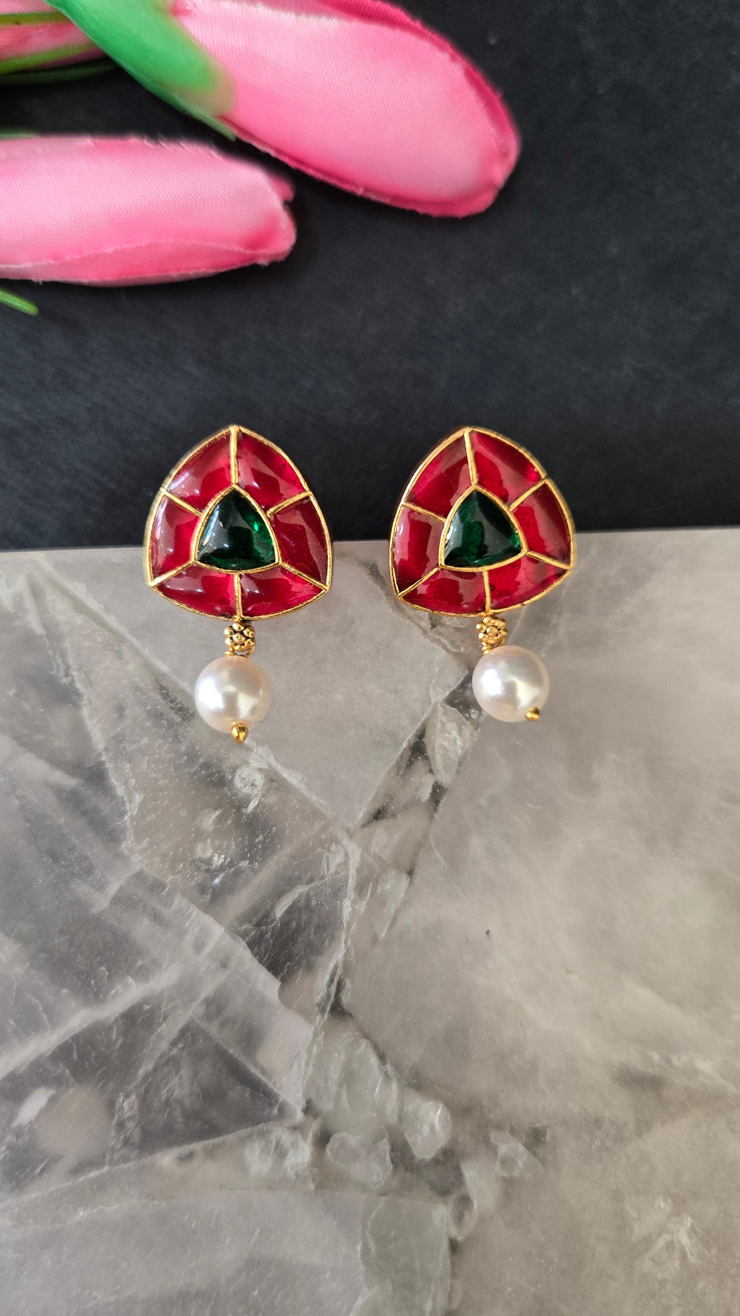 Kundan Stud with pearl drop