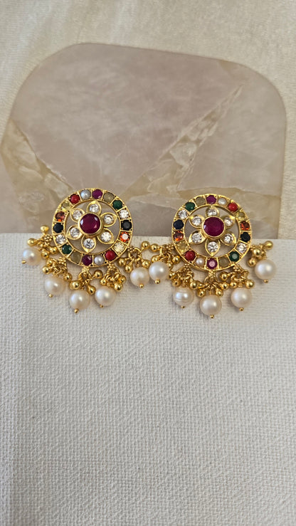 Navarathan kundan Stud Earrings
