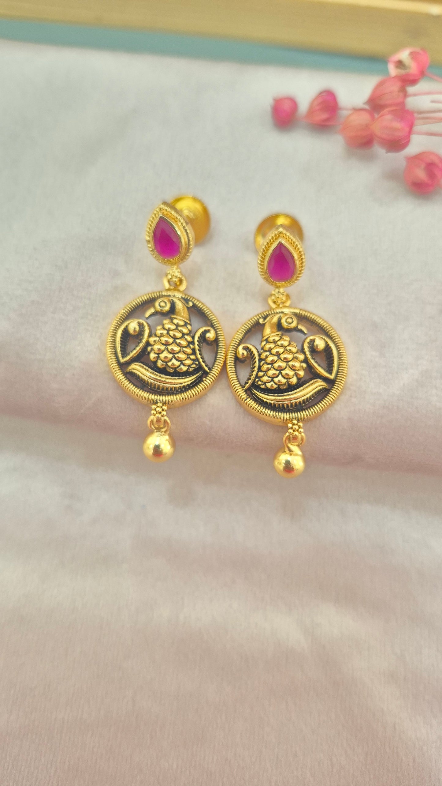 Peacock drops earrings