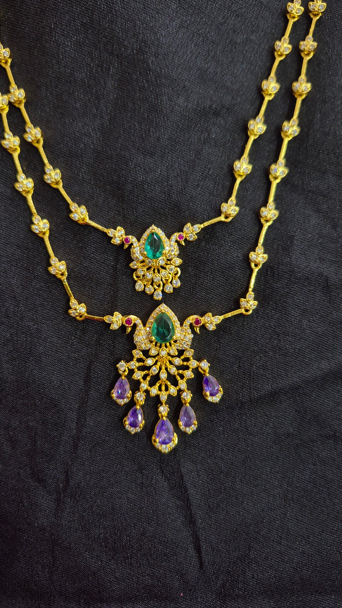 Double layer CZ stone necklace
