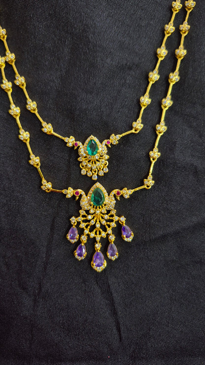 Double layer CZ stone necklace