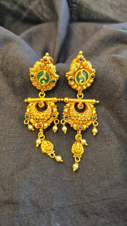 7 in 1 Green stone nakas earrings