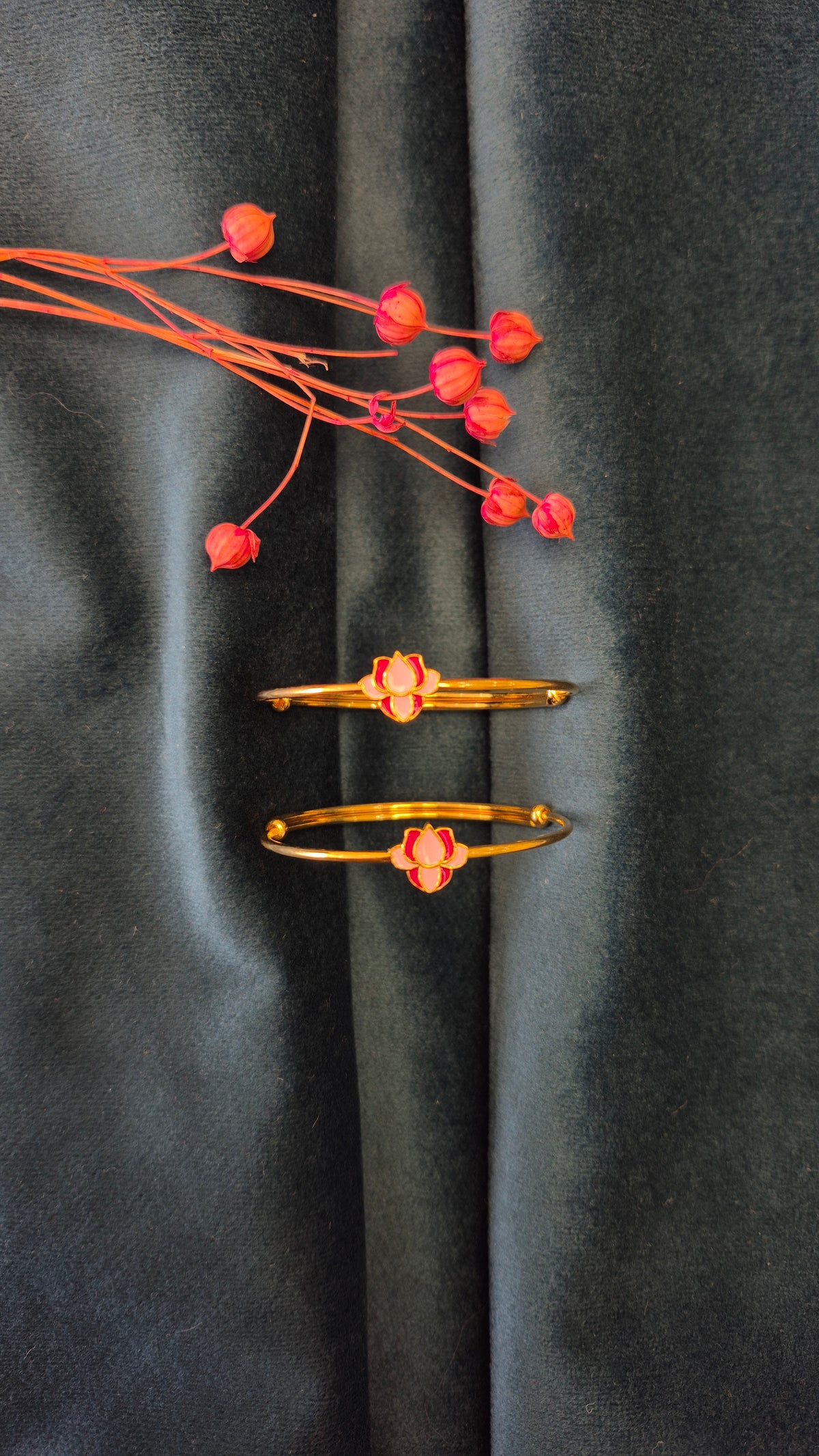 Baby lotus kada on gold polish