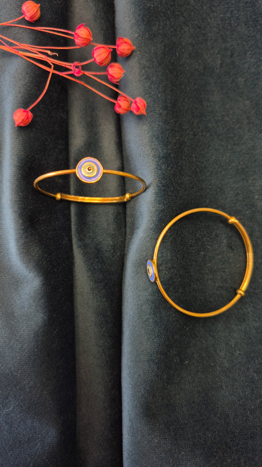 Baby evil eye kada on gold polish
