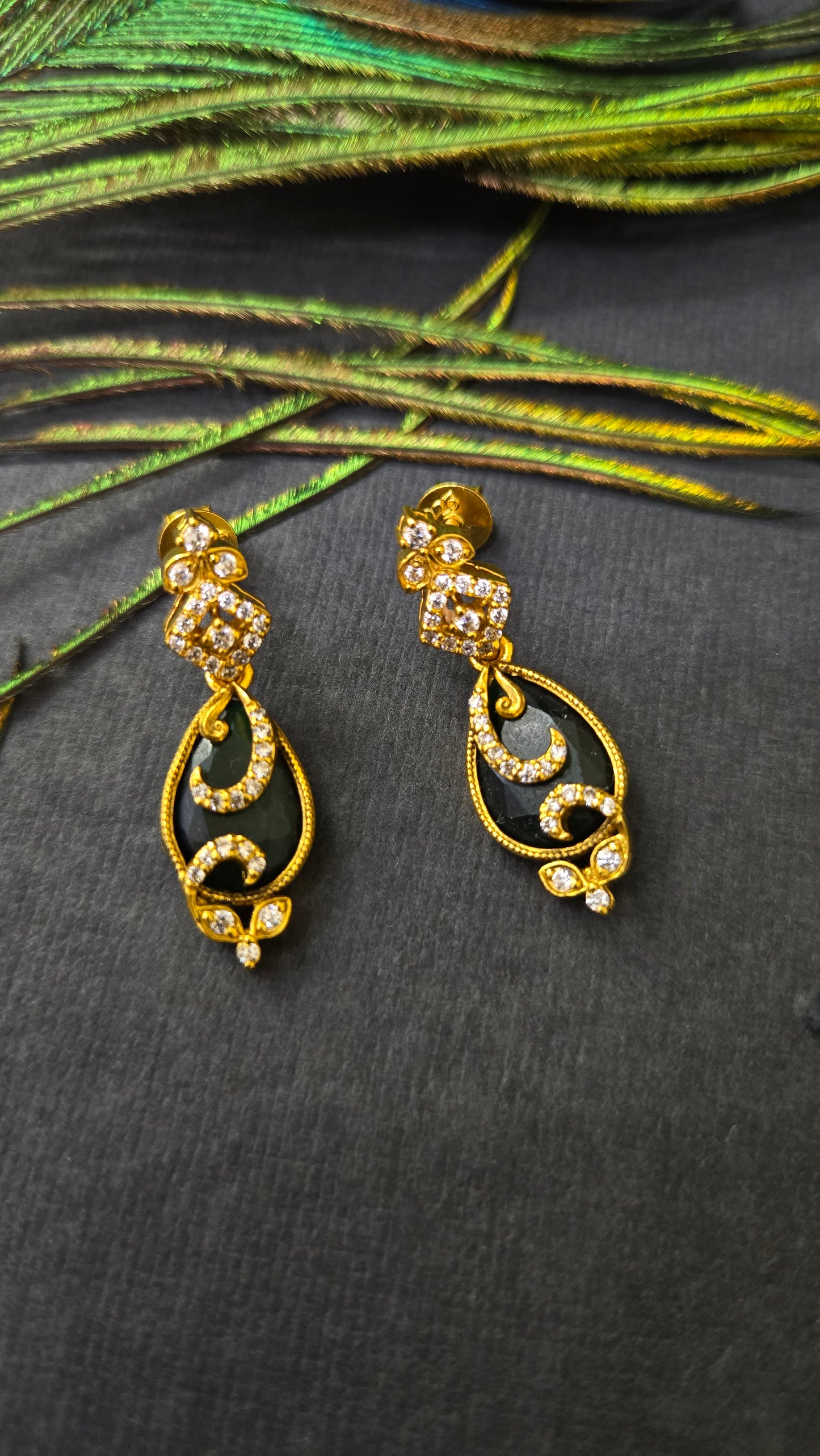 Stone drops earring