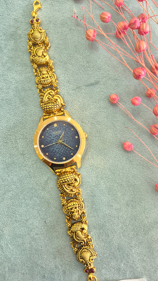 Antique watch Blue geometric dial