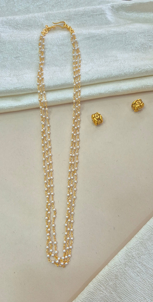 Swarovski pearls 3 layer chain