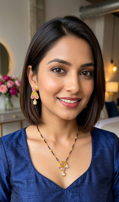 Exclusive sanch mangalsutra pendant with earrings