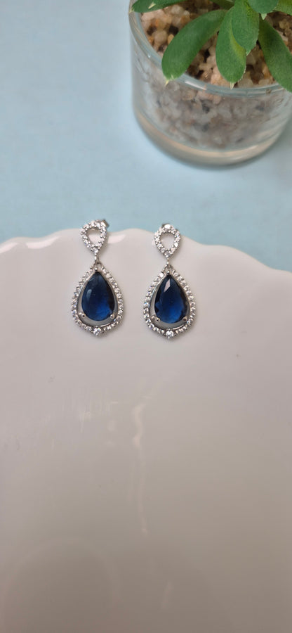 Blue stone drops earring