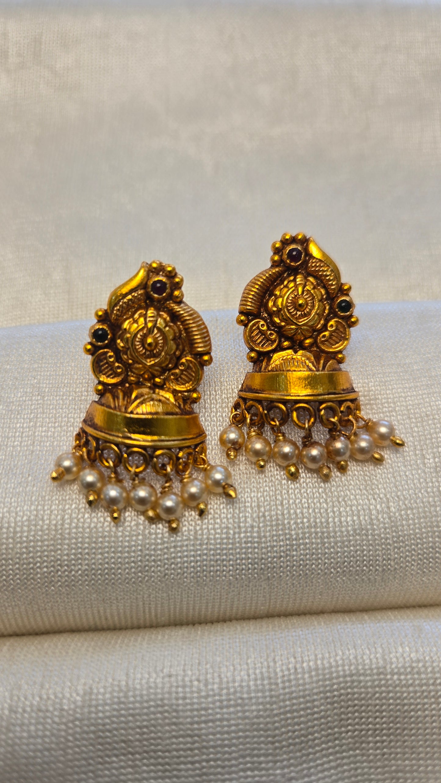 Half Jumkas with pearl drops