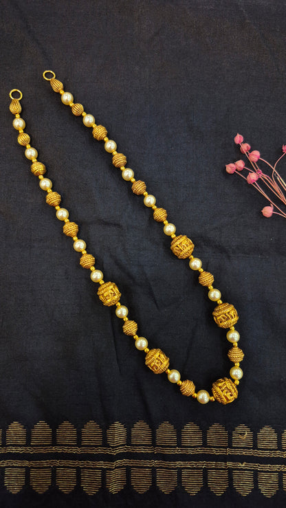 Pearls mala with silver balls