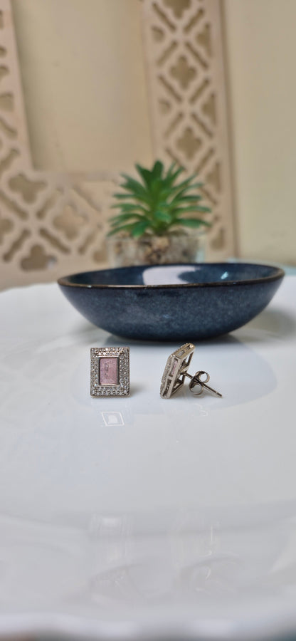 Pink sea stone studs