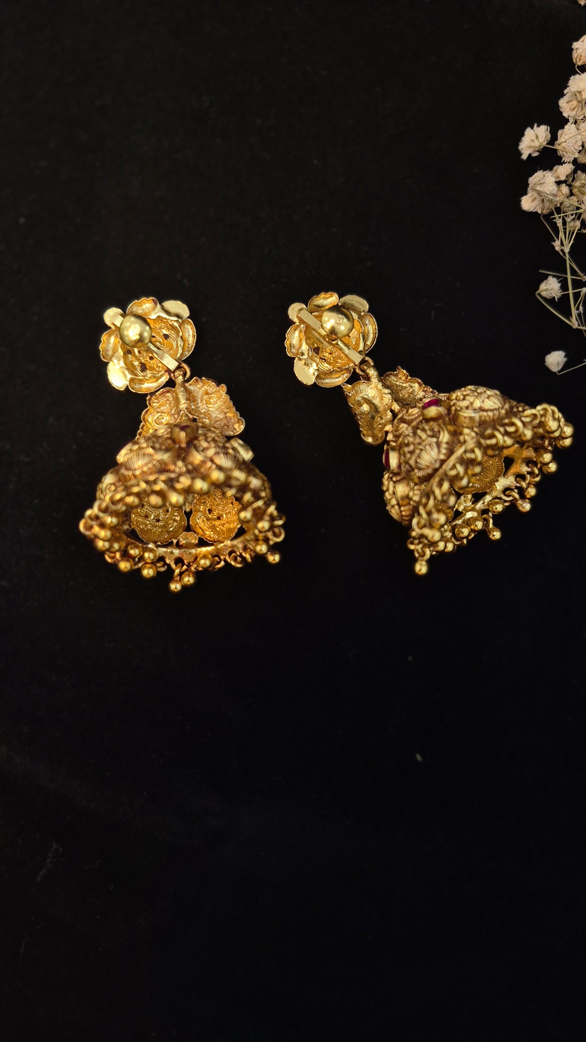 Big Bridal nakas Jumkas with Red stones in light weight