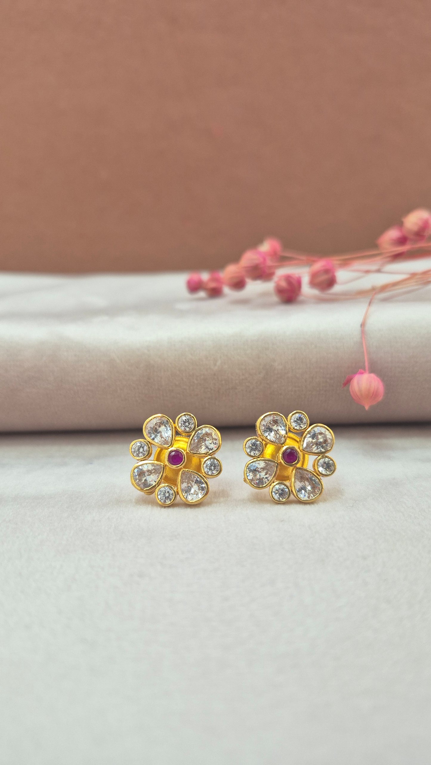 Red CZ Stone Stud