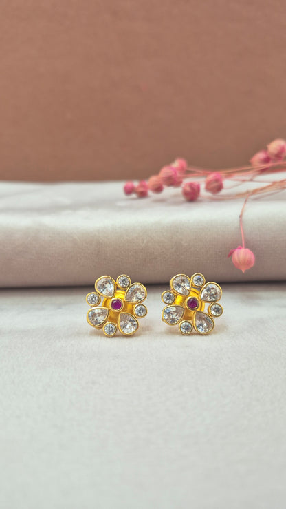 Red CZ Stone Stud